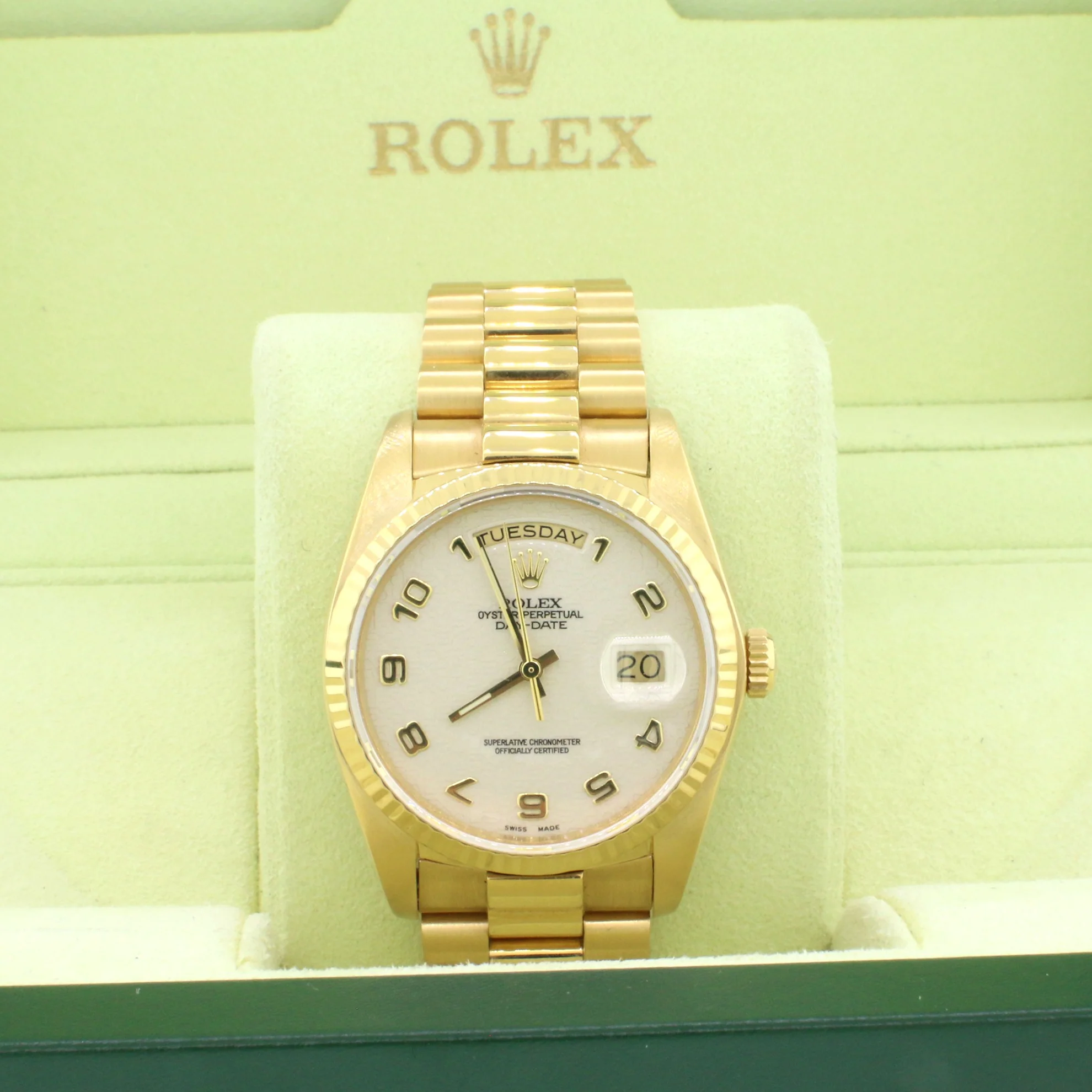 Rolex President Day-Date 18K Yellow Gold 36MM Ivory Jubilee Arabic Dial Watch Box Papers - Image 3
