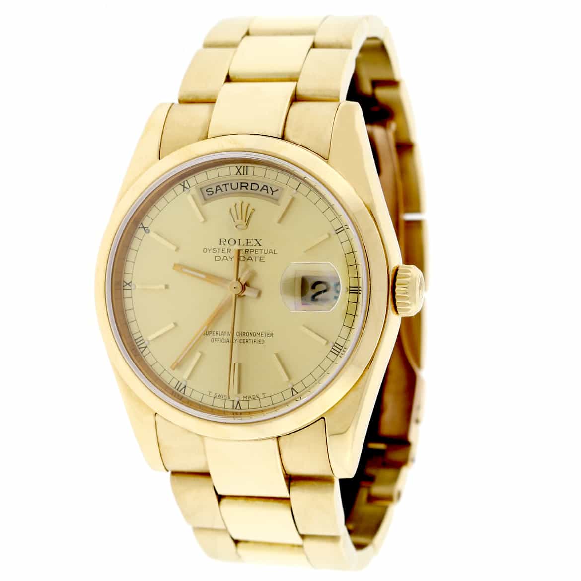 Rolex President Day-Date 18K Yellow Gold Champagne Dial 36MM Automatic Mens Watch 118238