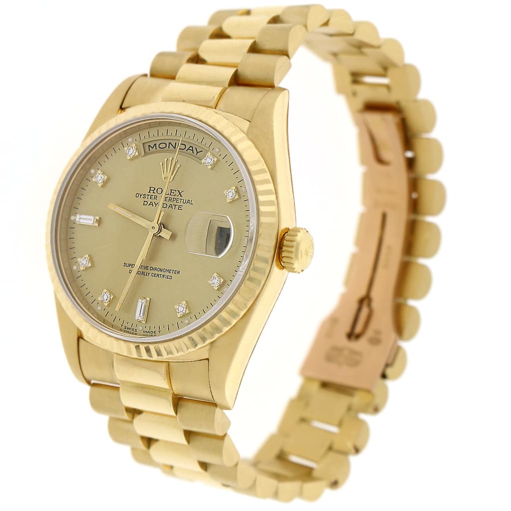 Rolex President Day-Date 18K Yellow Gold Factory Champagne Diamond Dial 36MM Automatic Mens Watch 18238 - Image 5