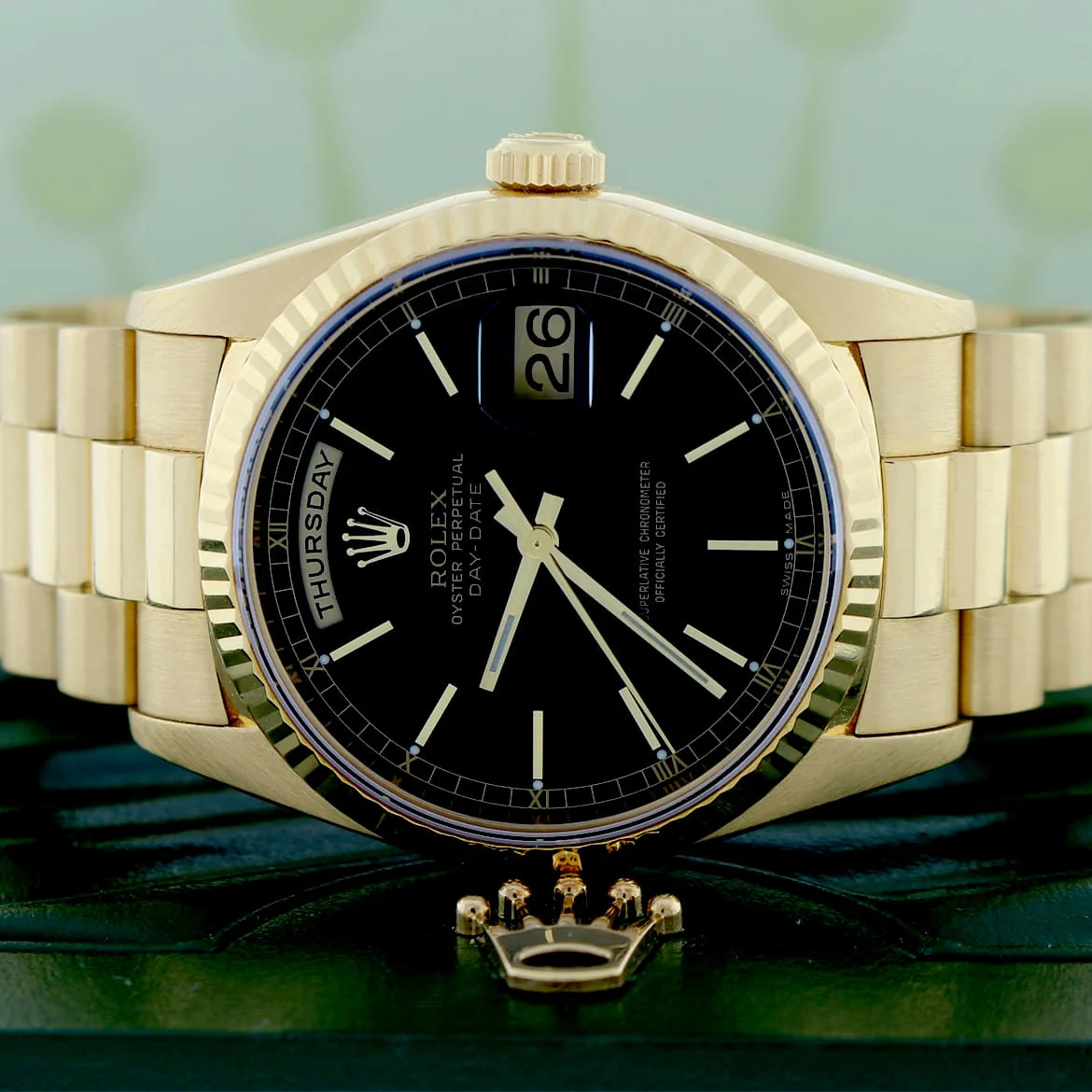 Rolex President Day-Date 18K Yellow Gold Original Black Dial 36MM Automatic Mens Watch 18238 - Image 2