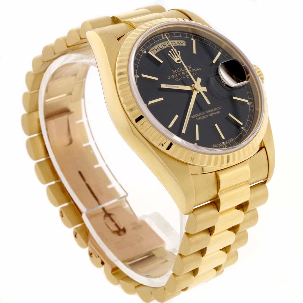 Rolex President Day-Date 18K Yellow Gold Original Black Dial 36MM Automatic Mens Watch 18238 - Image 4