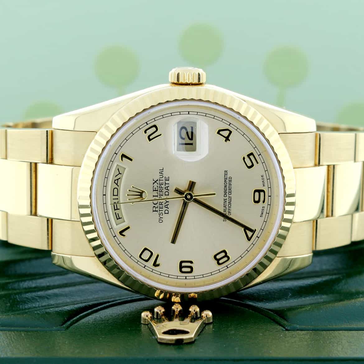 Rolex President Day-Date 18K Yellow Gold Original Champagne Arabic Dial 36MM Automatic Mens Oyster Watch 118238 - Image 2