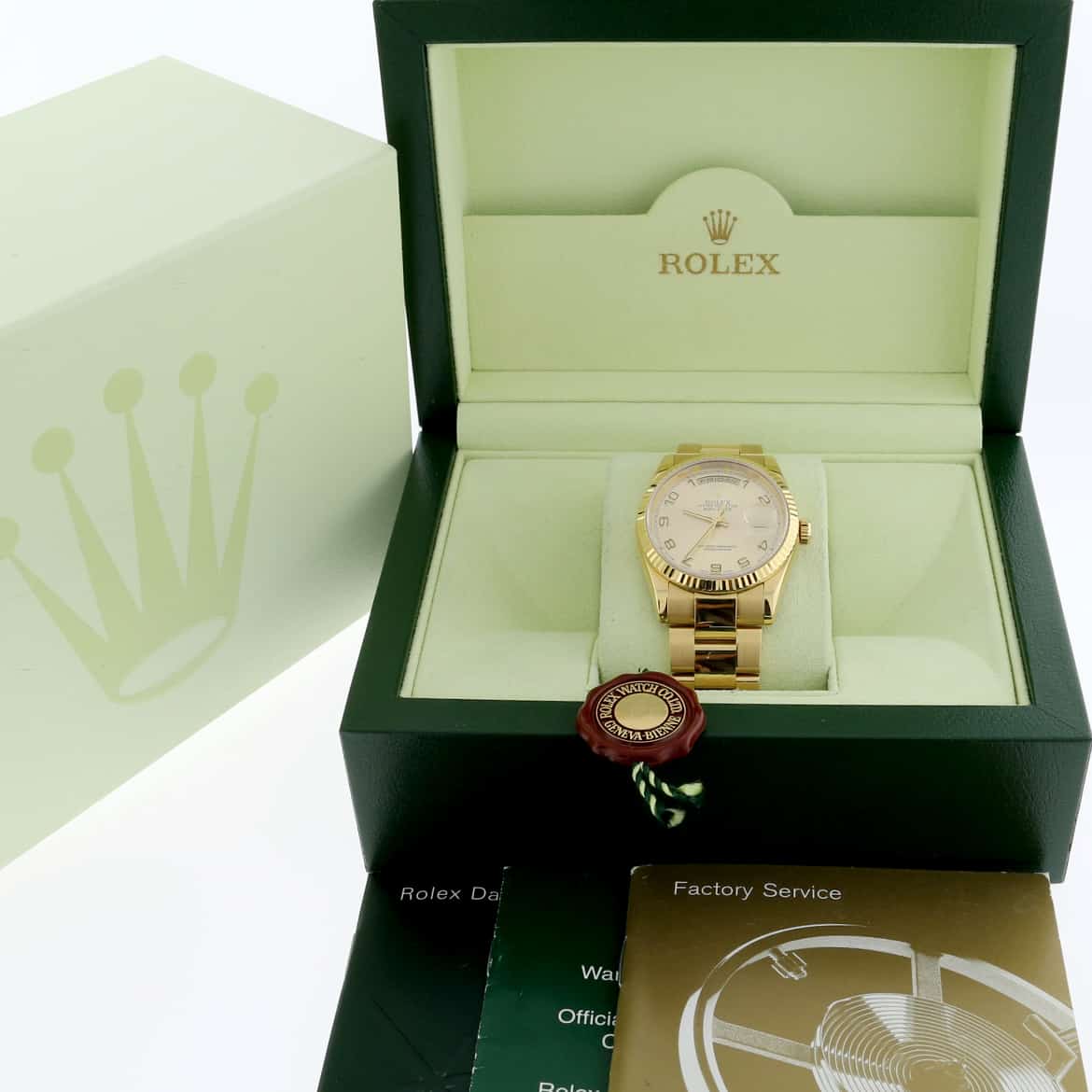Rolex President Day-Date 18K Yellow Gold Original Champagne Arabic Dial 36MM Automatic Mens Oyster Watch 118238 - Image 3