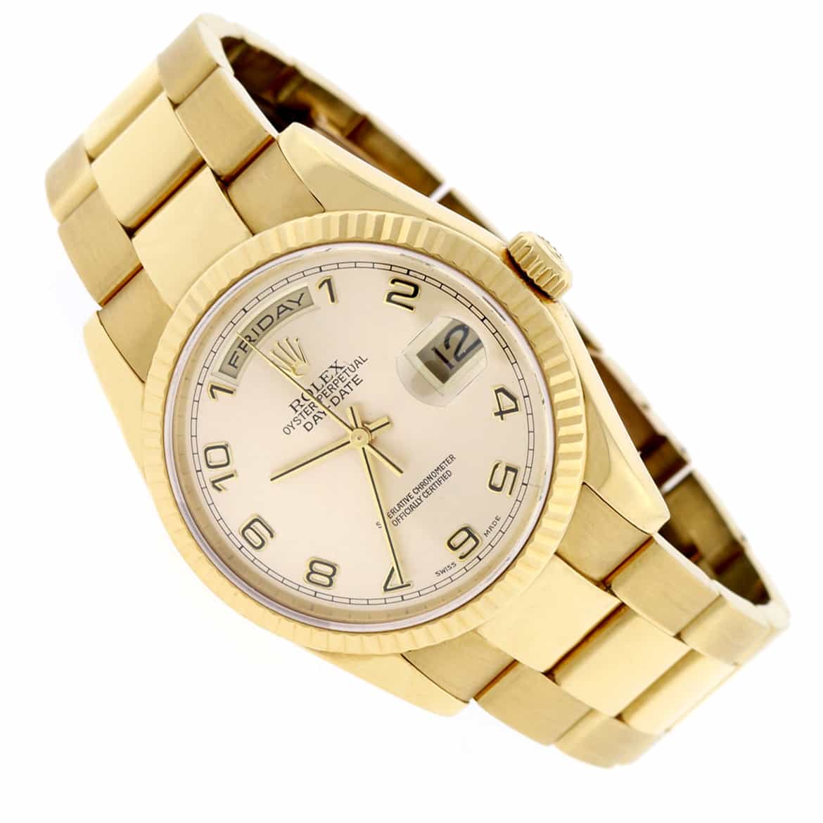 Rolex President Day-Date 18K Yellow Gold Original Champagne Arabic Dial 36MM Automatic Mens Oyster Watch 118238 - Image 4