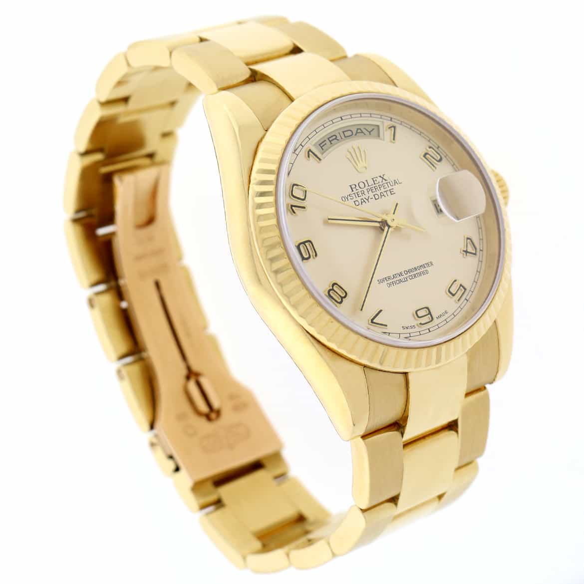 Rolex President Day-Date 18K Yellow Gold Original Champagne Arabic Dial 36MM Automatic Mens Oyster Watch 118238 - Image 6