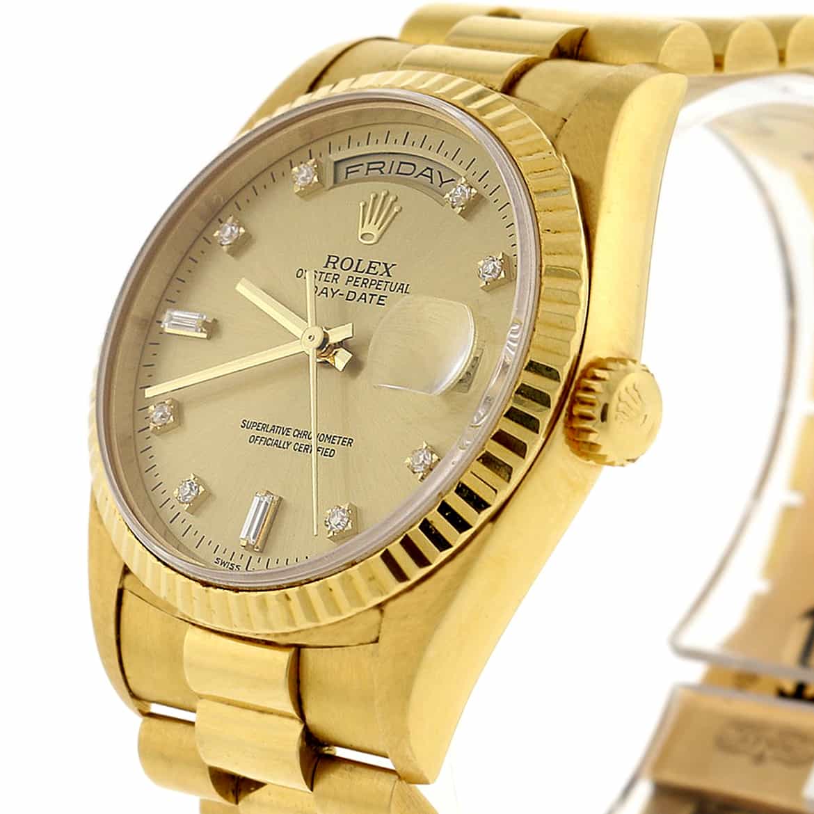 Rolex President Day-Date 18K Yellow Gold Original Champagne Diamond Dial 36MM Automatic Mens Watch 18238 - Image 10