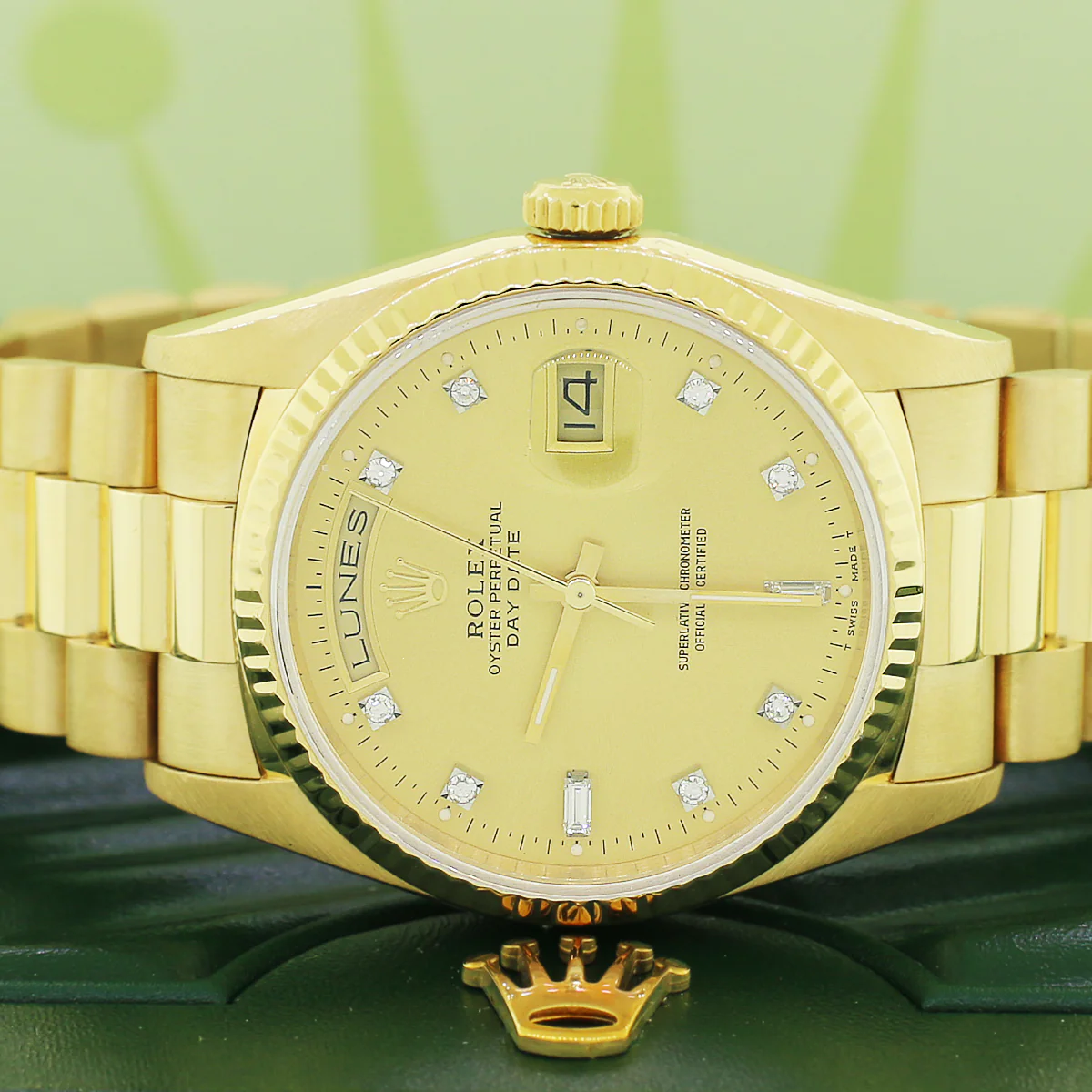 Rolex President Day-Date 18K Yellow Gold Original Champagne Diamond Dial 36MM Automatic Mens Watch 18238 - Image 3