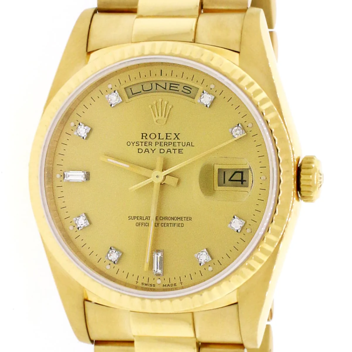 Rolex President Day-Date 18K Yellow Gold Original Champagne Diamond Dial 36MM Automatic Mens Watch 18238 - Image 4