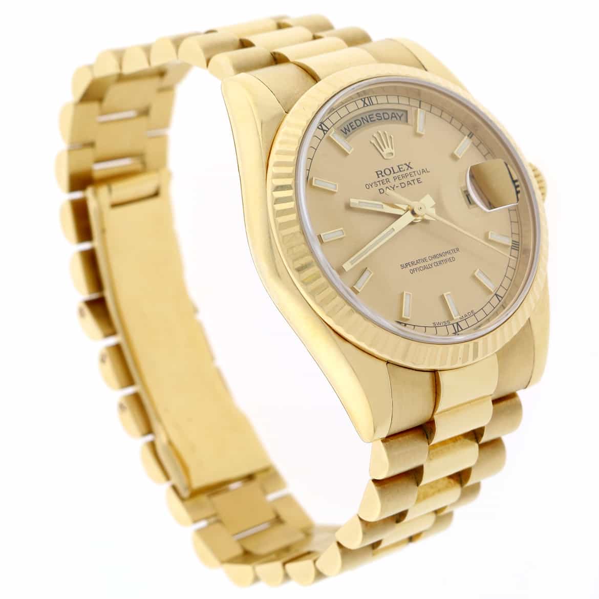 Rolex President Day-Date 18K Yellow Gold Original Champagne Stick Dial 36MM Automatic Mens Watch 118238 - Image 4