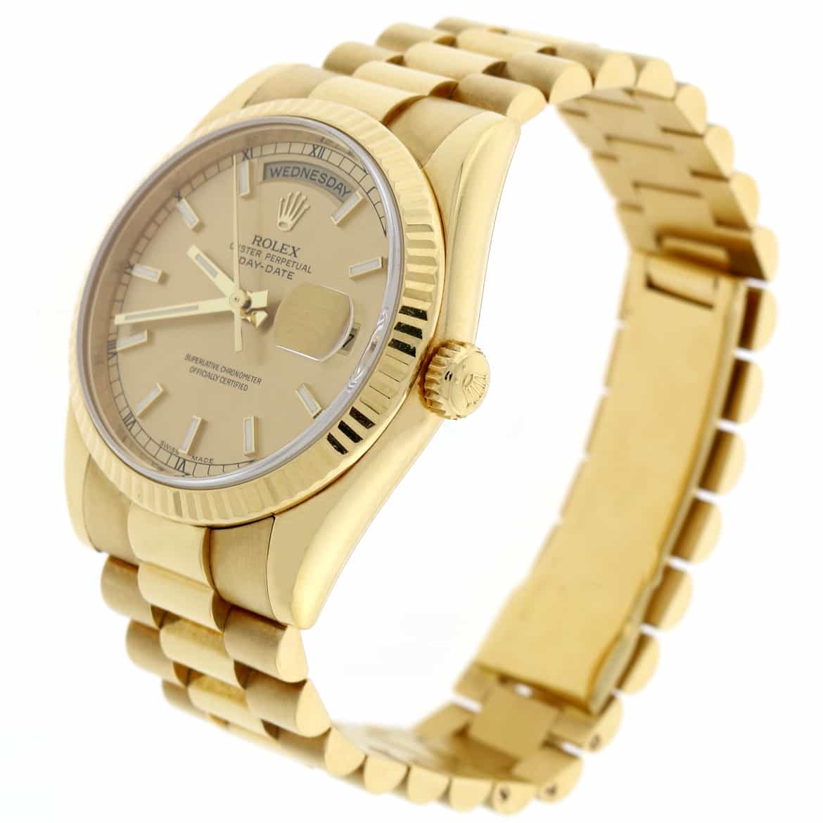 Rolex President Day-Date 18K Yellow Gold Original Champagne Stick Dial 36MM Automatic Mens Watch 118238 - Image 8