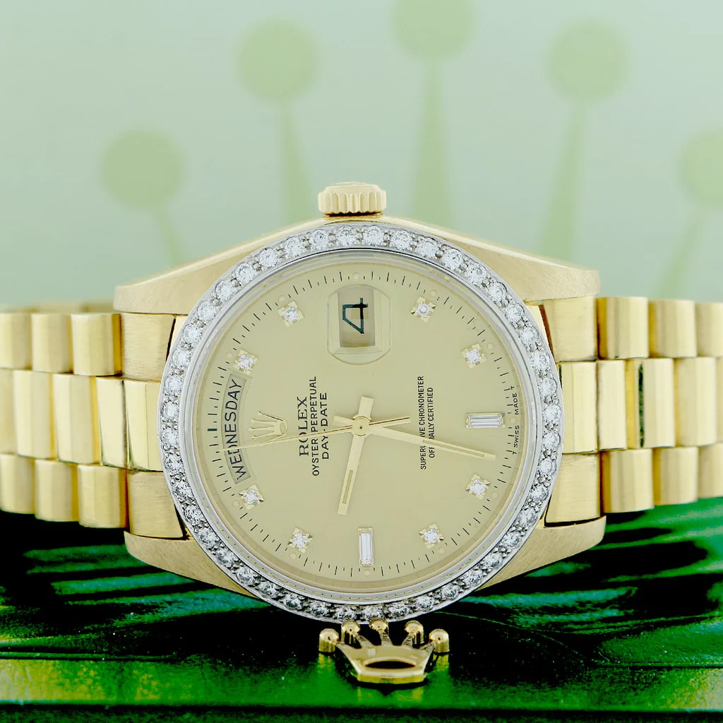 Rolex President Day-Date 18K Yellow Gold Original Diamond Dial/Bezel 36MM Automatic Mens Watch 18048 - Image 3