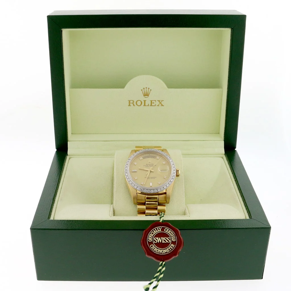 Rolex President Day-Date 18K Yellow Gold Original Diamond Dial/Bezel 36MM Automatic Mens Watch 18048 - Image 4