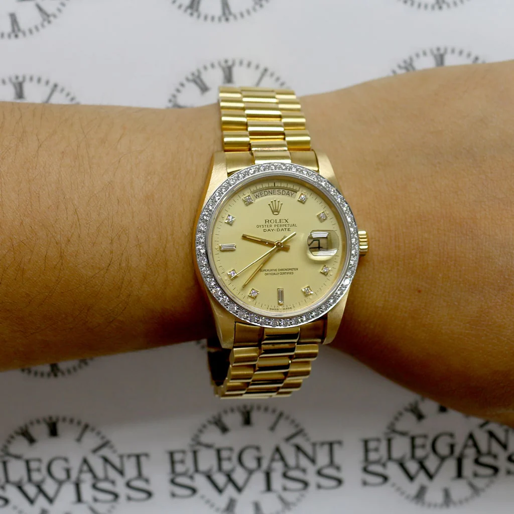 Rolex President Day-Date 18K Yellow Gold Original Diamond Dial/Bezel 36MM Automatic Mens Watch 18048 - Image 7