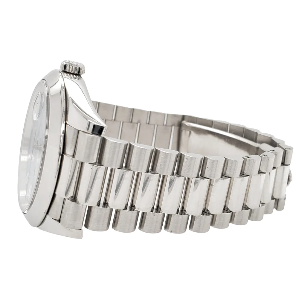 Rolex President Day-Date 228206 40mm Ice Blue Baguette Diamond Dial Platinum Watch Box Papers - Image 4