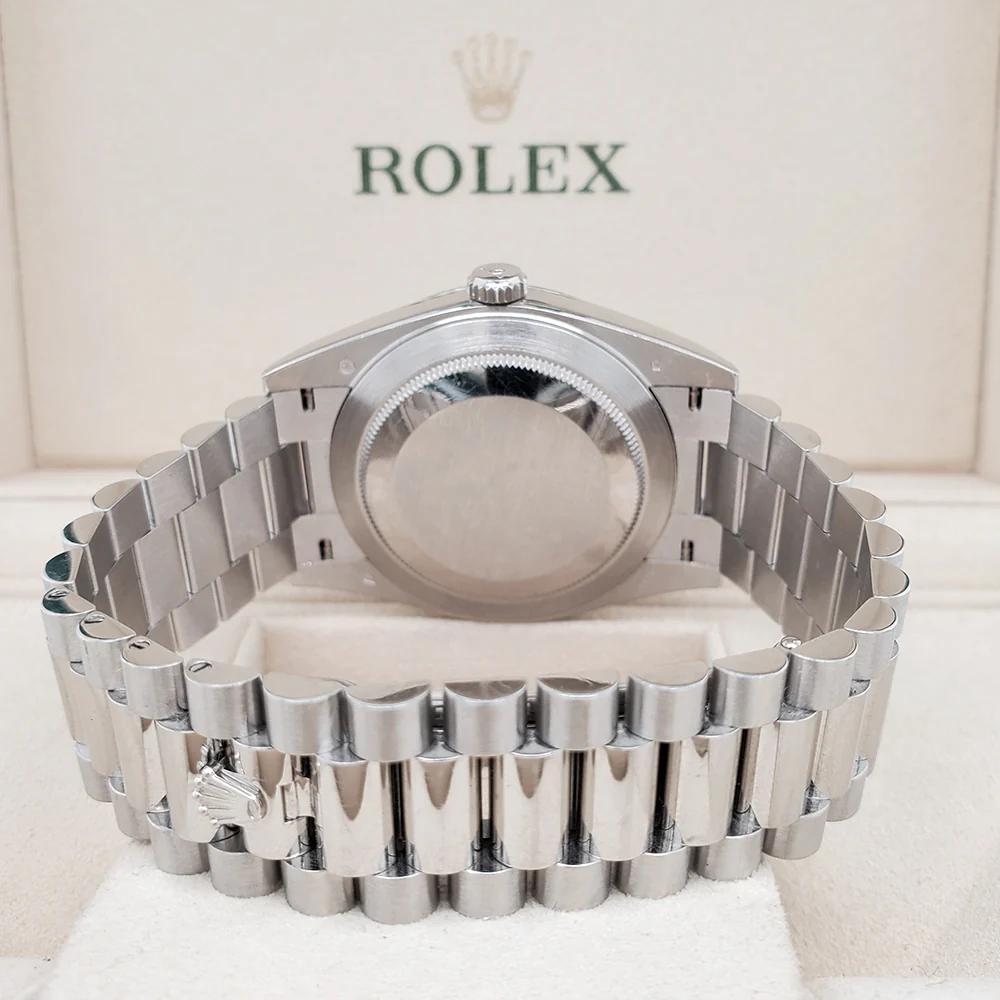 Rolex President Day-Date 228206 40mm Ice Blue Baguette Diamond Dial Platinum Watch Box Papers - Image 5