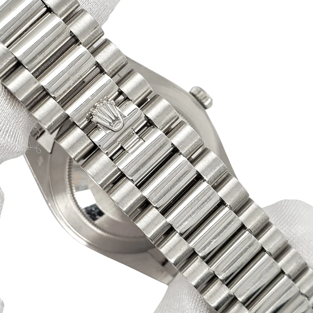 Rolex President Day-Date 228206 40mm Ice Blue Baguette Diamond Dial Platinum Watch Box Papers - Image 6