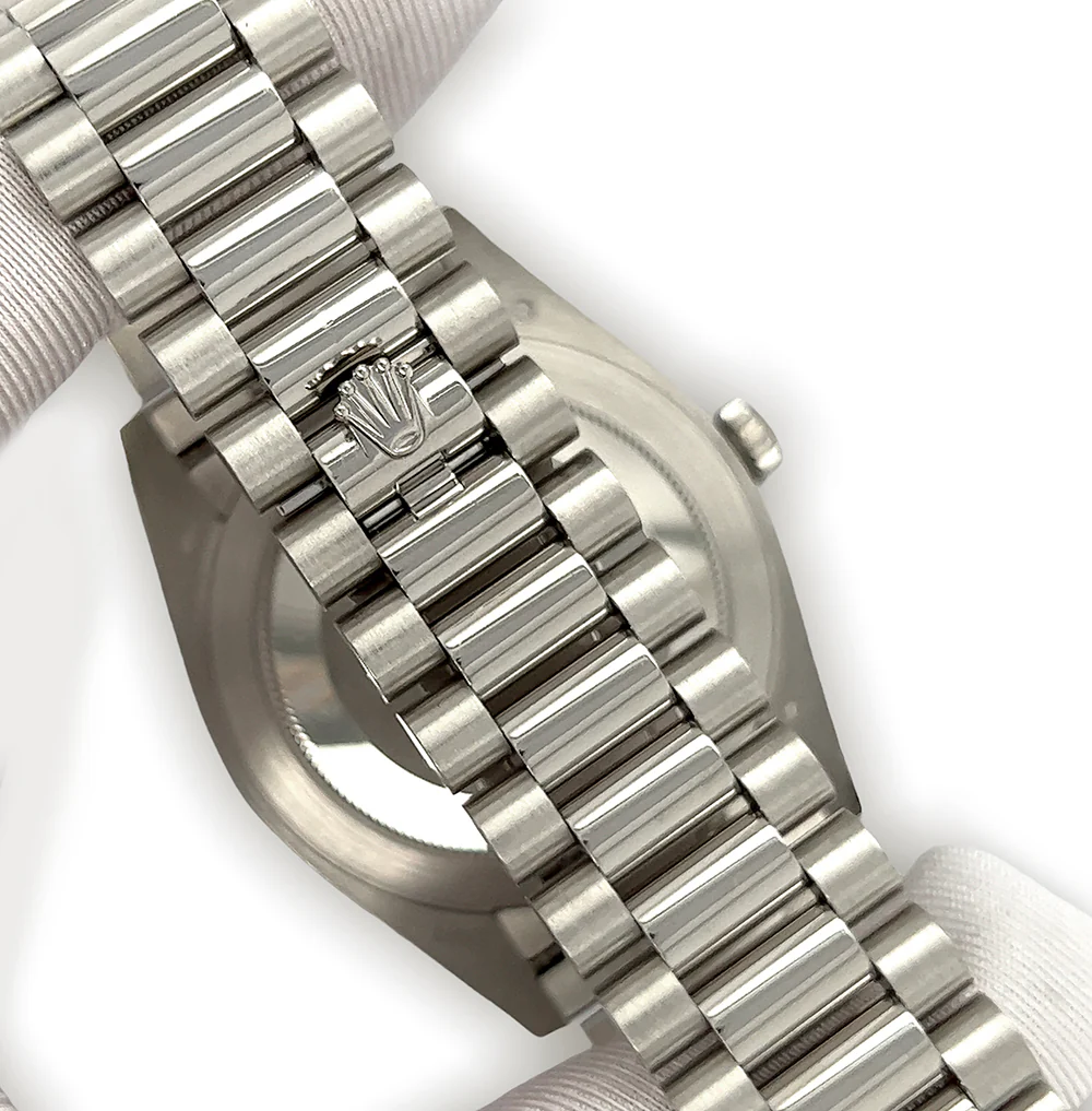 Rolex President Day-Date 228206 40mm Ice Blue Roman Dial Platinum Watch Box Papers 2019 - Image 4