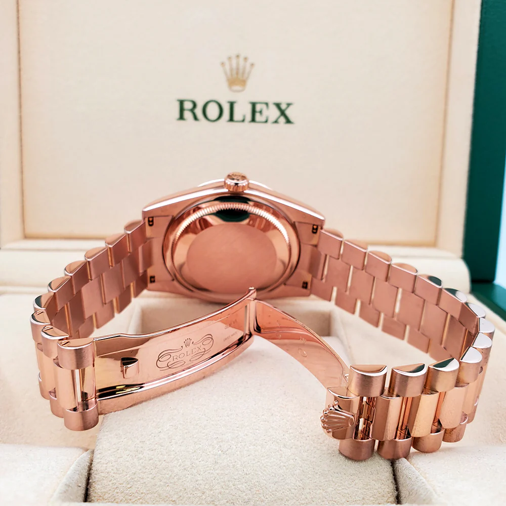Rolex President Day-Date 36mm Chocolate Wave Arabic Dial Rose Gold Watch 118205 - Image 7