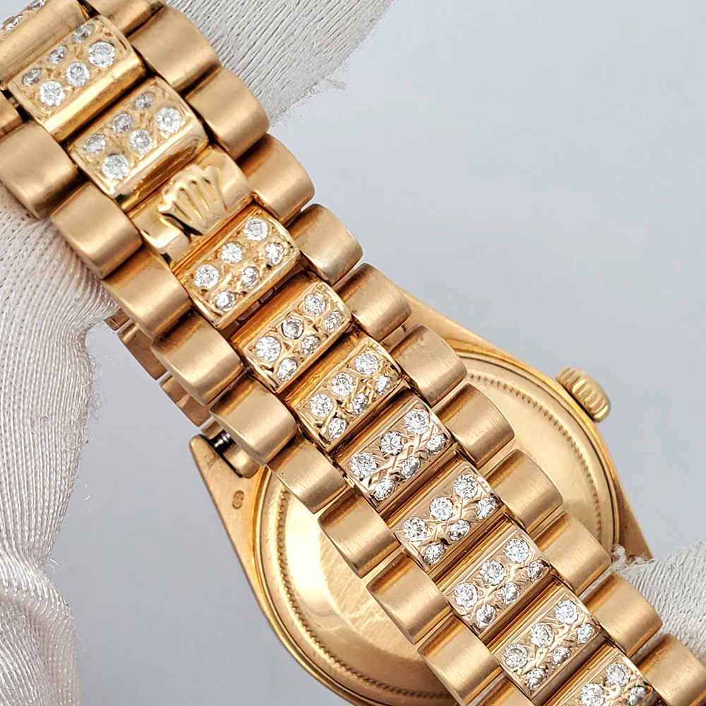 Rolex President Day-Date 36mm Diamond Bezel/Lugs/White Roman Dial Yellow Gold 18038 Watch - Image 6