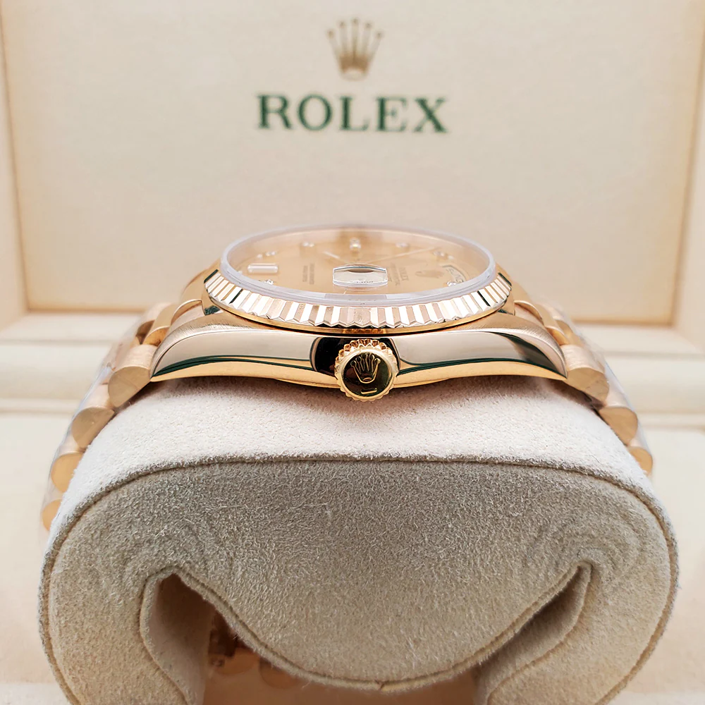 Rolex President Day-Date 36mm Factory Diamond Dial Double-Quick Yellow Gold Watch 18238 Box Papers - Image 4