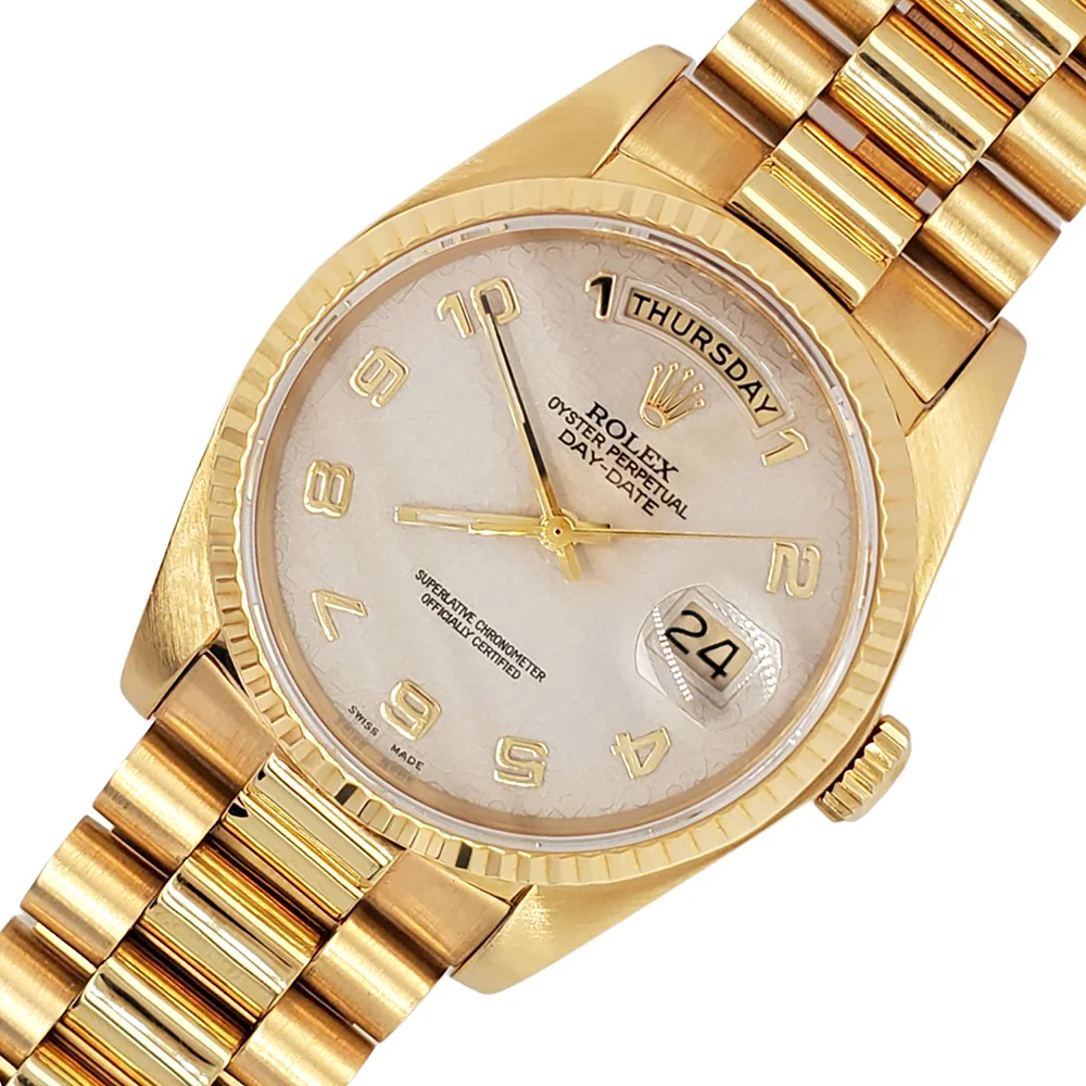 Rolex President Day-Date 36MM Factory Jubilee Cream Anniversary Yellow Gold Watch 18038 - Image 2