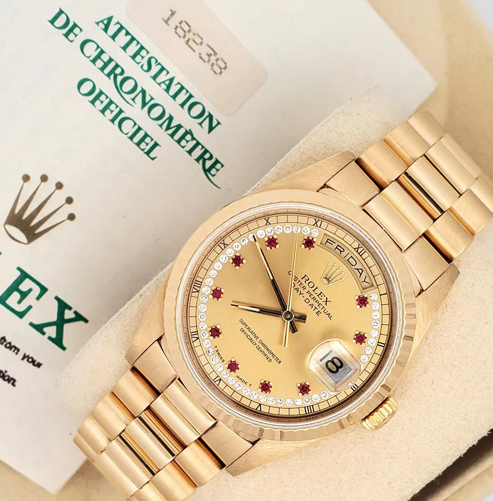 Rolex President Day-Date 36mm Factory Ruby Milliard Diamond Gold Box Papers - Image 3