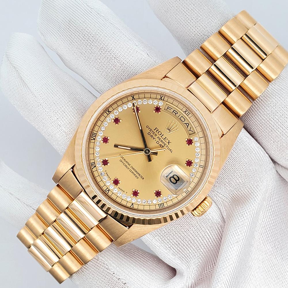 Rolex President Day-Date 36mm Factory Ruby Milliard Diamond Gold Box Papers - Image 4