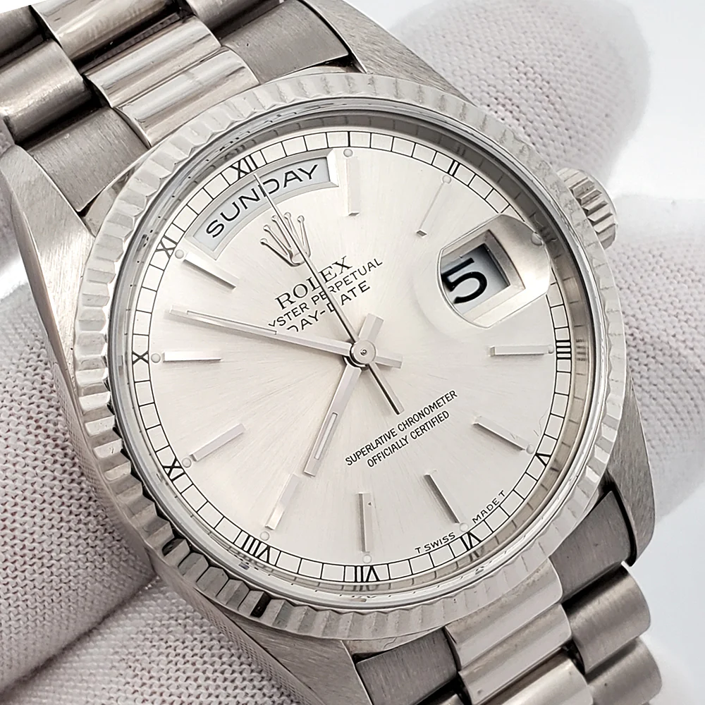 Rolex President Day-Date 36mm Silver Dial White Gold Watch 18239 - Image 2