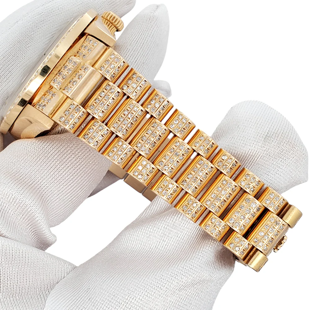 Rolex President Day-Date 36mm Watch with Custom Diamond Bezel/ White MOP Dial/Bracelet Yellow Gold 18038 - Image 3