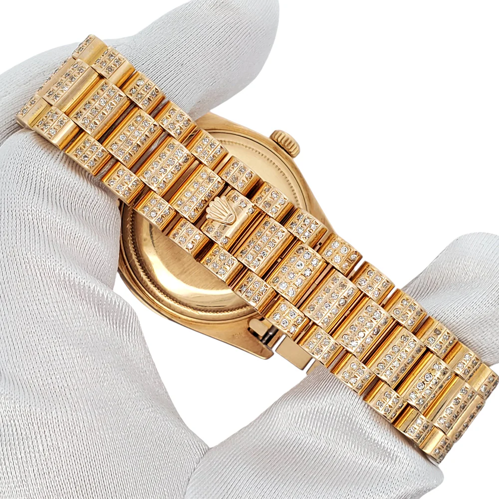Rolex President Day-Date 36mm Watch with Custom Diamond Bezel/ White MOP Dial/Bracelet Yellow Gold 18038 - Image 4