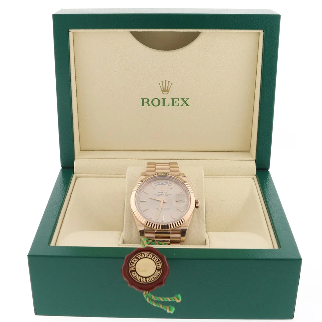 Rolex President Day-Date 40 18K Everose Gold Sundust Strip Motif Dial Automatic Mens Watch 228235 - Image 3