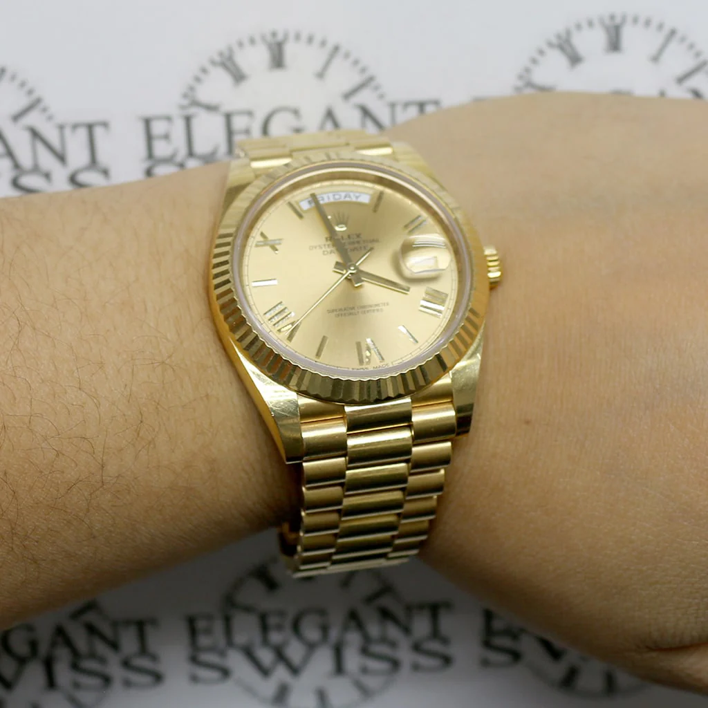 Rolex President Day-Date 40 18K Yellow Gold Original Champagne Roman Dial Automatic Mens Watch 228238 - Image 7