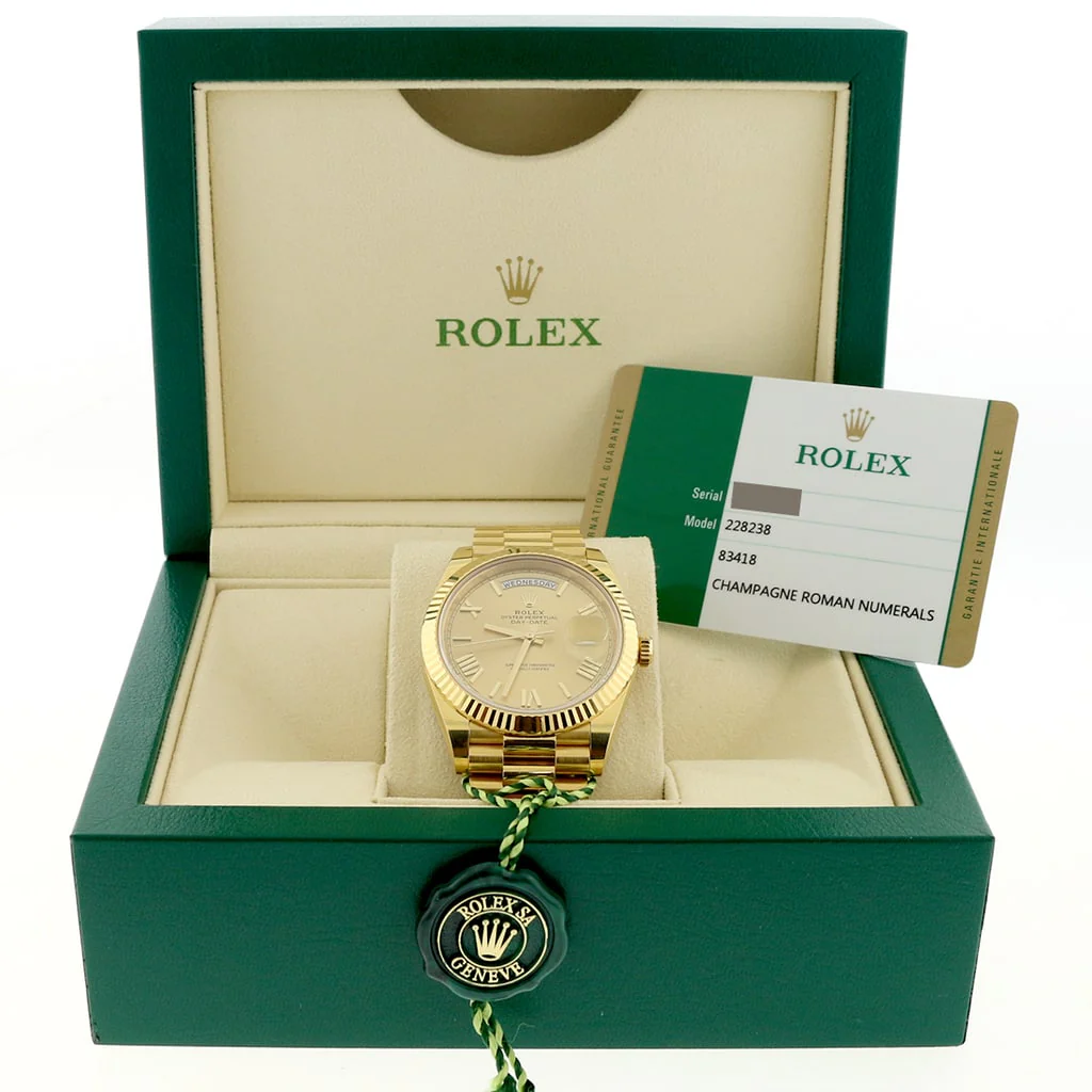 Rolex President Day-Date 40 18K Yellow Gold Original Champagne Roman Dial Automatic Mens Watch 228238 - Image 3