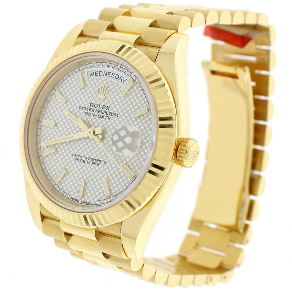 Rolex President Day-Date 40 18K Yellow Gold Silver Motif Dial Automatic Mens Watch 228238 - Image 4