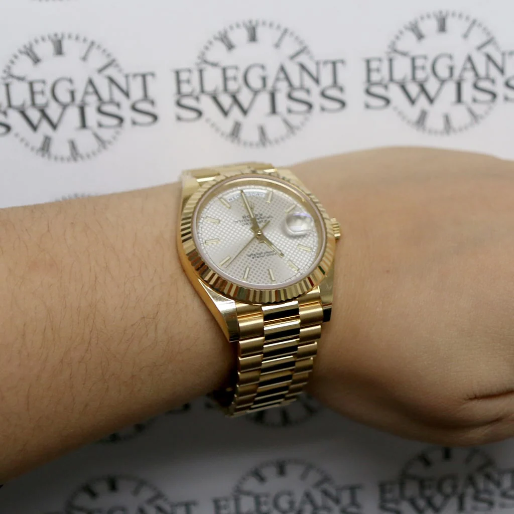 Rolex President Day-Date 40 18K Yellow Gold Silver Motif Dial Automatic Mens Watch 228238 - Image 7