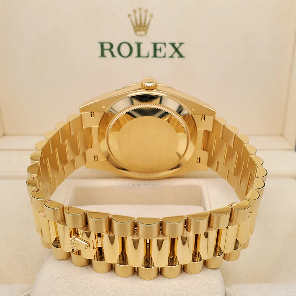 Rolex President Day-Date 40 Factory Champagne Baguette Diamond Dial/Bezel Yellow Gold 228348RBR Box Papers - Image 5