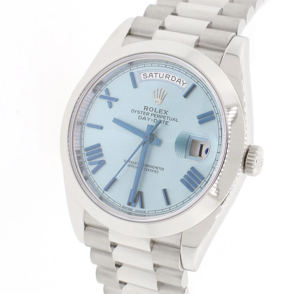 Rolex President Day-Date 40 Platinum Original Ice Blue Quadrant Motif Roman Dial Automatic Mens Watch 228206 - Image 4
