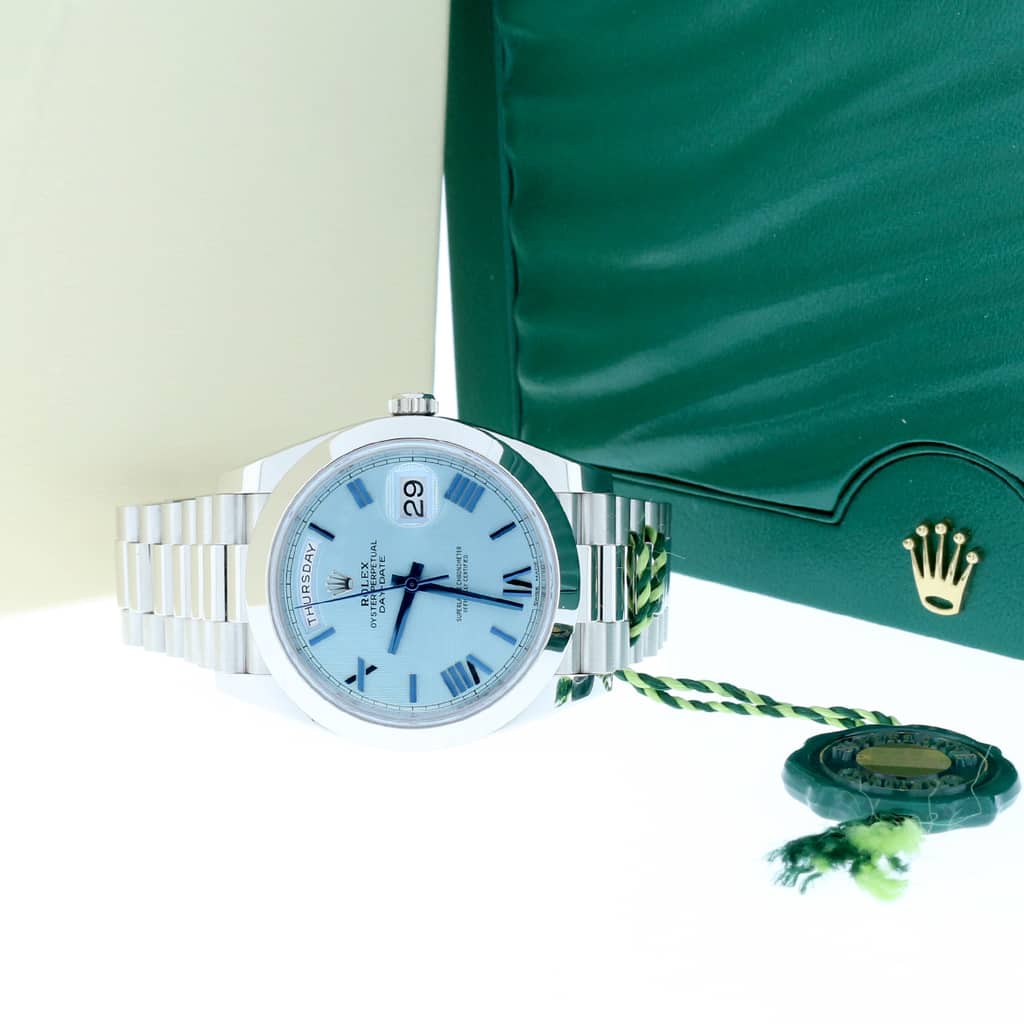 Rolex President Day-Date 40 Platinum Original Ice Blue Roman Dial Automatic Mens Watch 228206 - Image 4