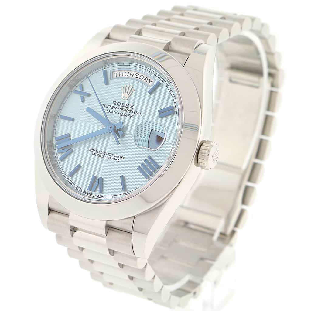 Rolex President Day-Date 40 Platinum Original Ice Blue Roman Dial Automatic Mens Watch 228206 - Image 6