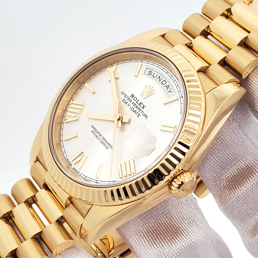 Rolex President Day-Date 40 Yellow Gold Silver Roman Dial Watch 228238 Box Papers - Image 3