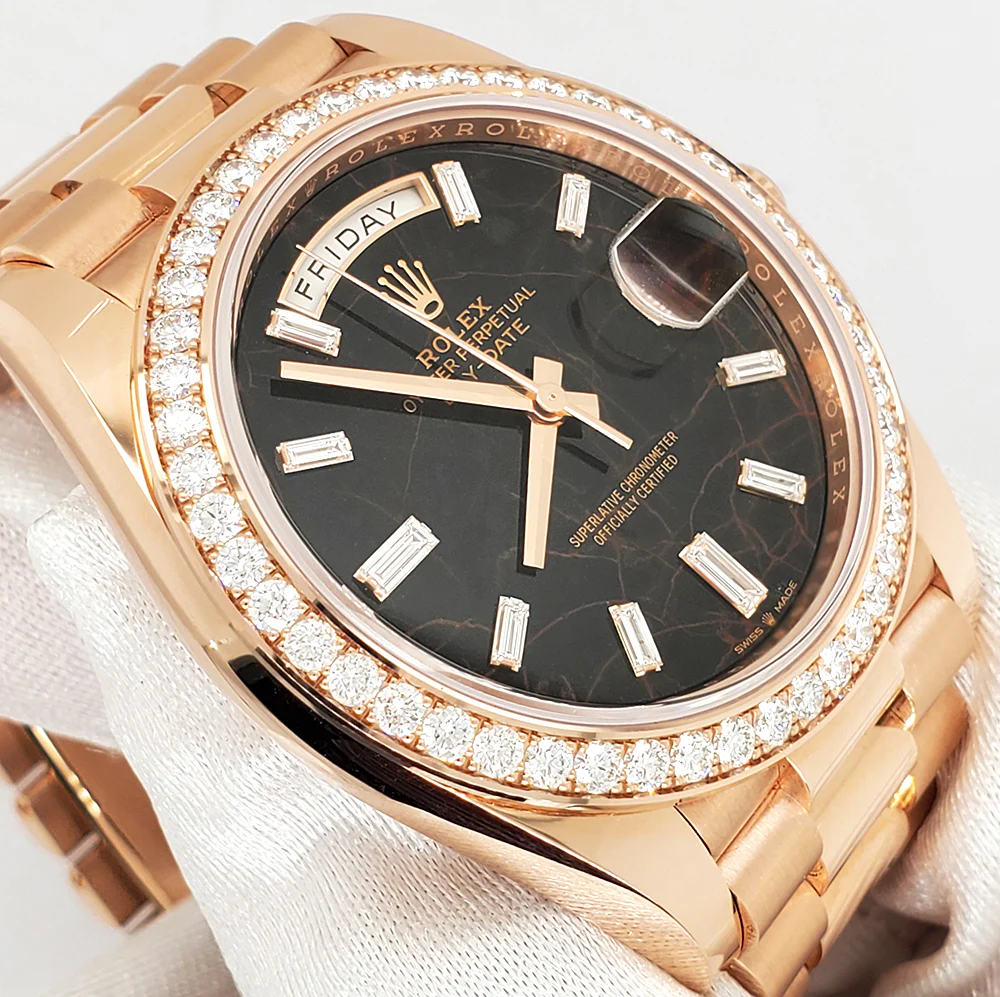 Rolex President Day-Date 40mm Factory Diamond Bezel/Eisenkiesel Baguette Diamond Dial 228345RBR Everose Gold Watch 2022 Box Papers - Image 2