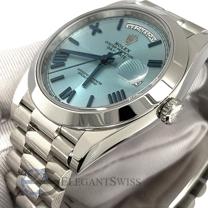 Rolex President Day-Date 40mm Ice Blue Roman Dial Platinum Watch 228206 Box Papers - Image 2