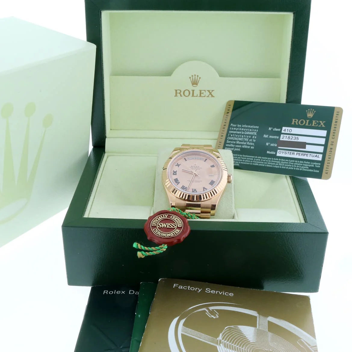 Rolex President Day-Date II 18K Rose Gold Original Pink Champagne Roman Dial 41MM Automatic Mens Watch 218235 - Image 3