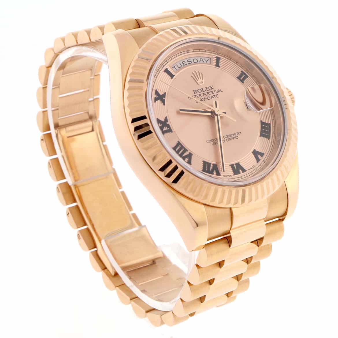 Rolex President Day-Date II 18K Rose Gold Original Pink Champagne Roman Dial 41MM Automatic Mens Watch 218235 - Image 4