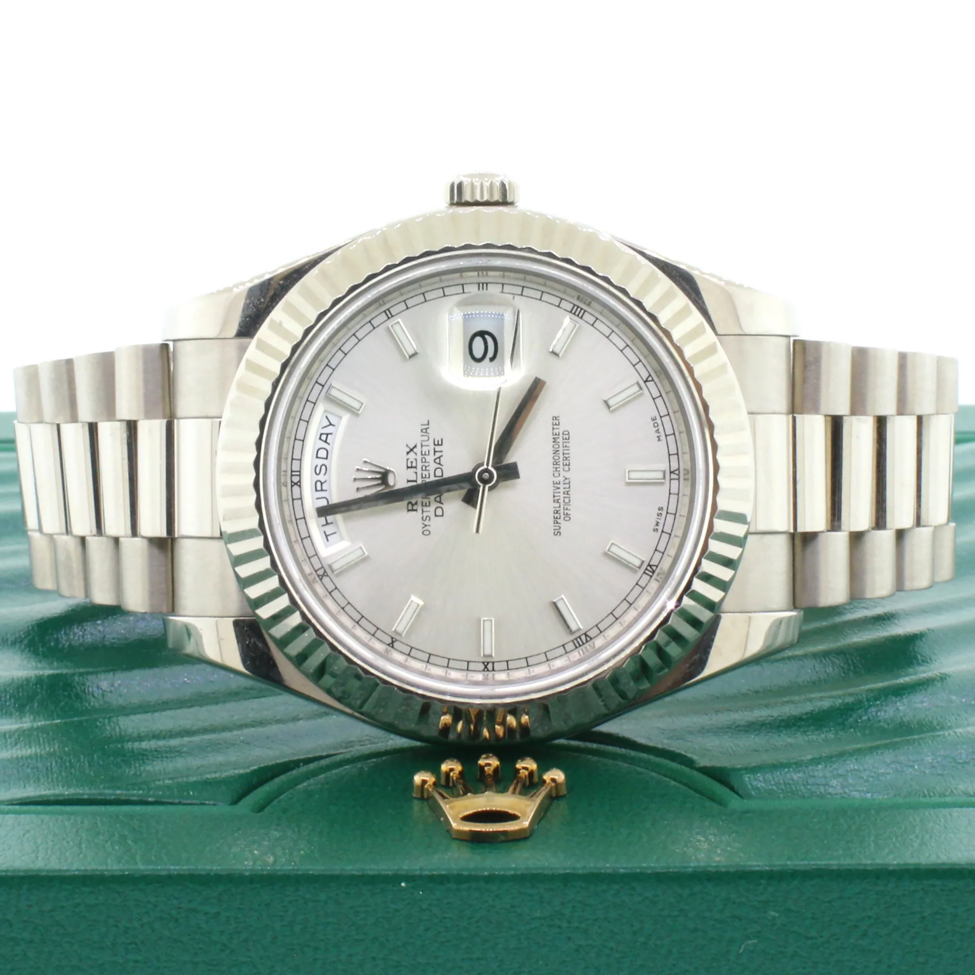 Rolex President Day-Date II 18K White Gold 41MM Mens Watch 218239 - Image 3