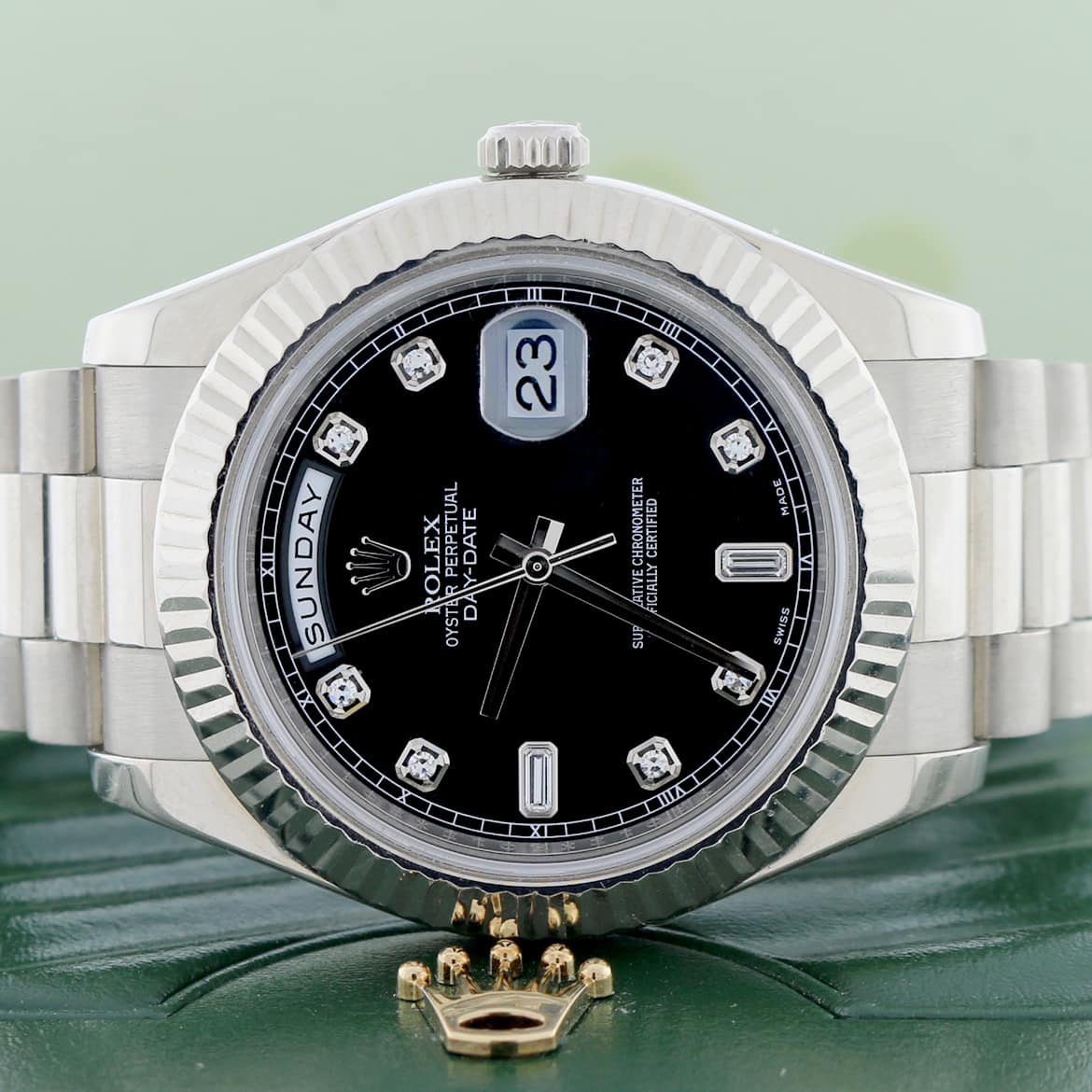 Rolex President Day-Date II 18K White Gold Factory Diamond Dial 41MM Automatic Mens Watch 218239 - Image 2