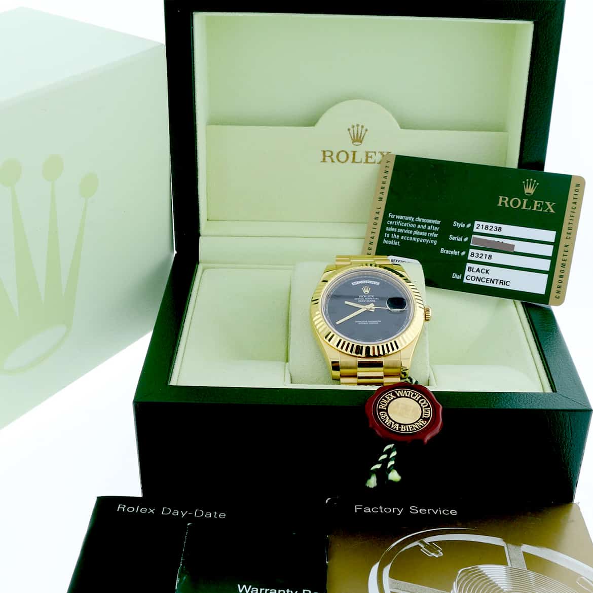 Rolex President Day-Date II 18K Yellow Gold Black Arabic Concentric Dial 41MM Automatic Mens Watch 218238 - Image 3