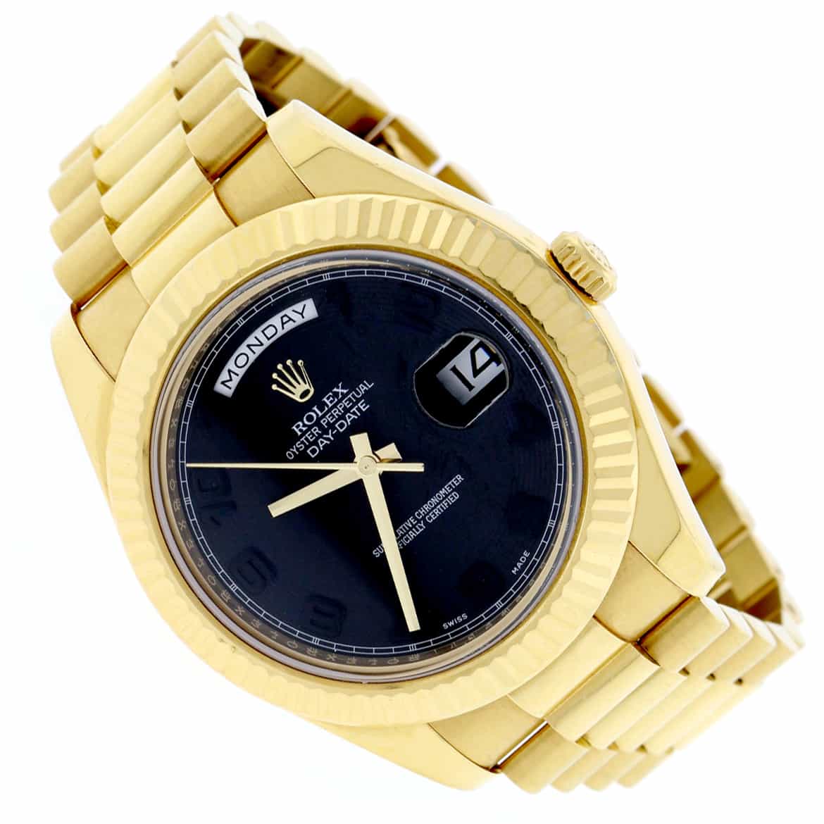 Rolex President Day-Date II 18K Yellow Gold Black Arabic Concentric Dial 41MM Automatic Mens Watch 218238 - Image 4