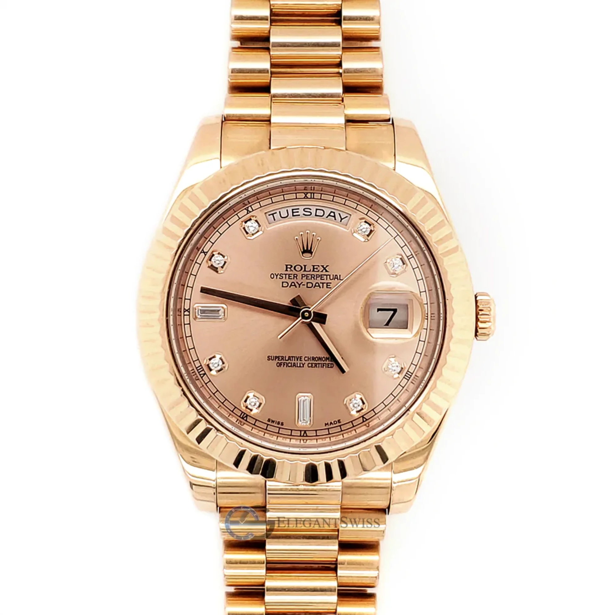 Rolex President Day-Date II 41mm Factory Rose Pink Diamond Dial Watch Box Papers 218235 - Image 2