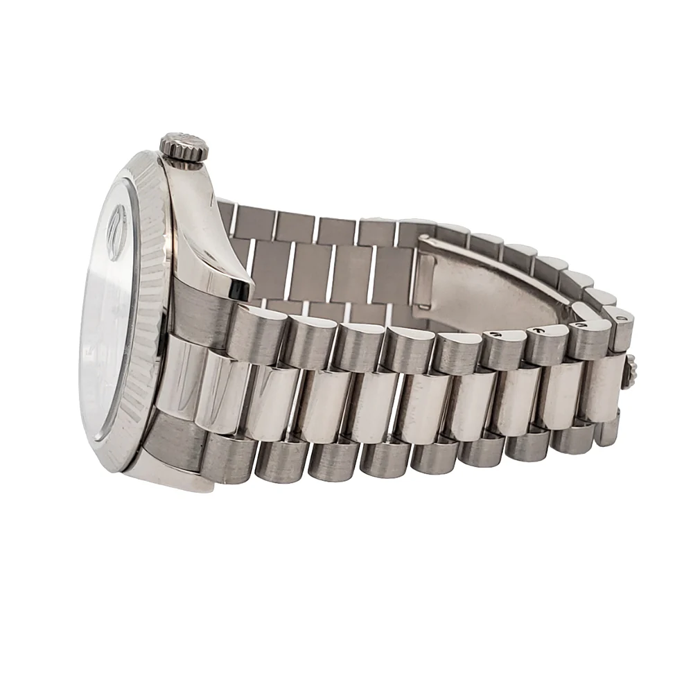 Rolex President Day-Date II 41mm Factory Silver Diamond Dial White Gold Watch 218239 Box Papers - Image 5